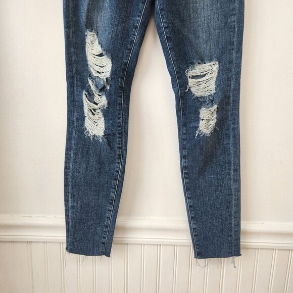 Frame Denim Le Skinny de Jeanne Medium Wash Stretch Skinny Jeans Distressed 26 - Picture 5 of 9